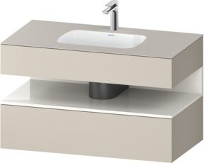 Duravit Qatego Einbauwaschtisch-Möbel-Set in Weiß und Beige, Konsolen-Waschtischunterbau, B/T/H: 100 x 55 x 60 cm - Bild 1