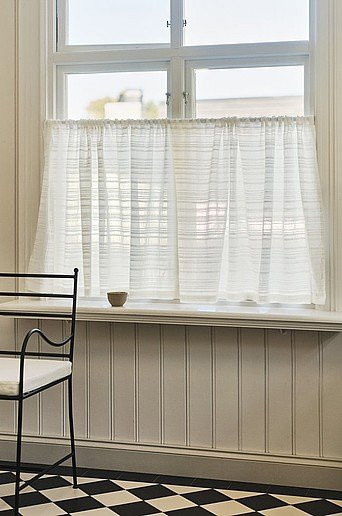 GIA Caféhausvorhang Weiß Transparent aus Baumwolle und Viskose mit Rod Pocket, Höhe: 250 cm, Breite: 75 cm - Bild 1