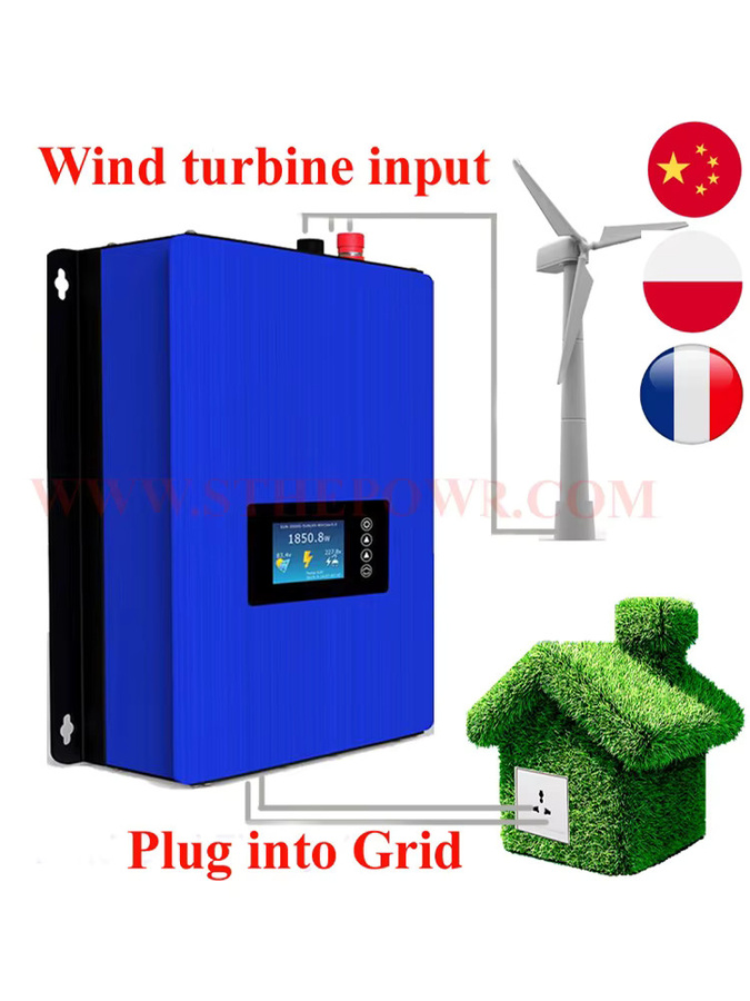 EVSOLAR 1000 W Windkraft-Grid-Tie-Wechselrichter mit Dump-Load-Controller und internem Begrenzer für 24 V 48 V 60 V AC DC Windturbinengeneratoren - Bild 4