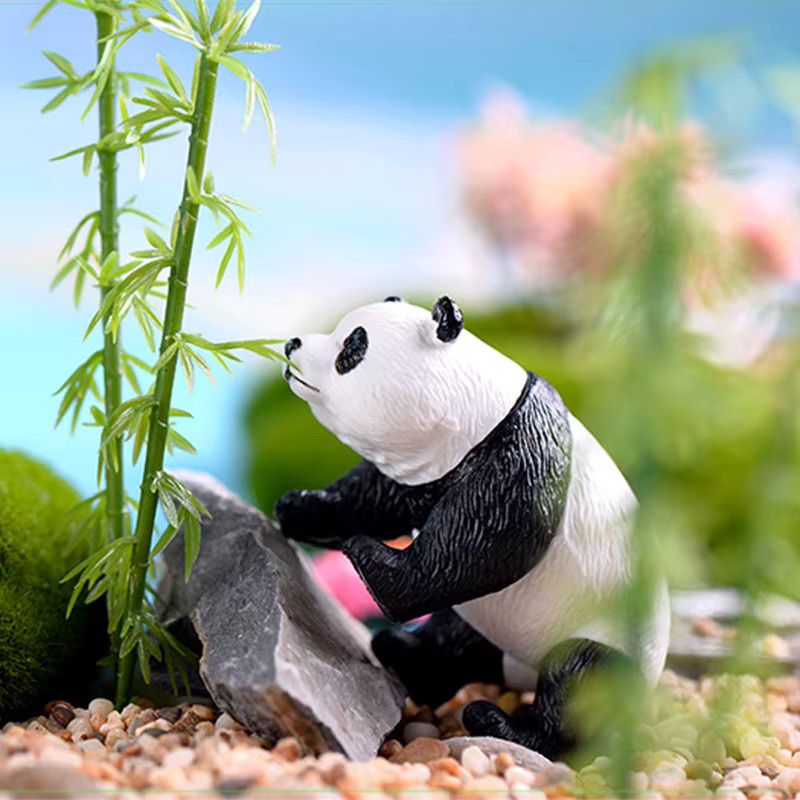 4er-Set Otmagelu Riesenpanda-Figuren aus Harz in Weiß als dekorative Tierornamente für Heimdekoration und Feengarten - Bild 3