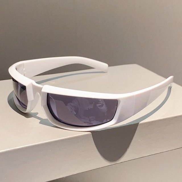 Y2K Sonnenbrille Damen, randlos, round, weiß - Bild 1