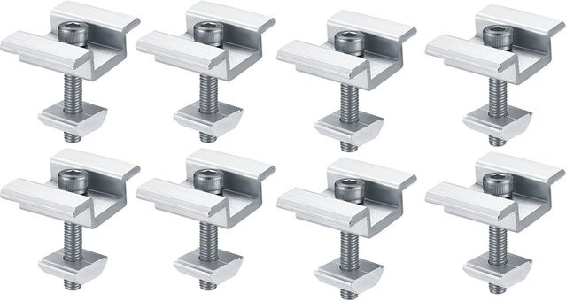ABJA 8er Set Solarpanel-Montagehalterungen mit Endklemmen und Mittelklemmen in Silber - Bild 1