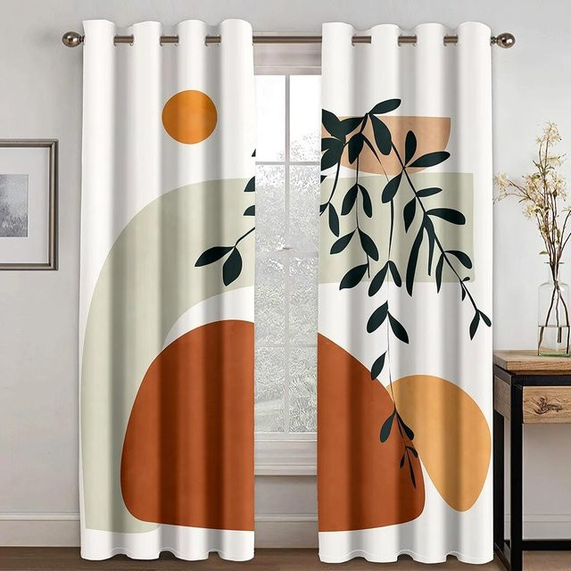 Yiran Furniture Vorhang Set Nordisch Abstrakt mit Haken, 2 Stück, Multicolor, Breite: 60 cm, Höhe: 60 cm - Bild 1