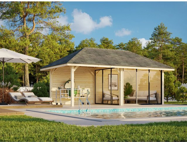 Palmako Pavillon Bianca Set 505 Slide Plus, Lackiert Weiß, B/T: 588 x 300 cm - Bild 1