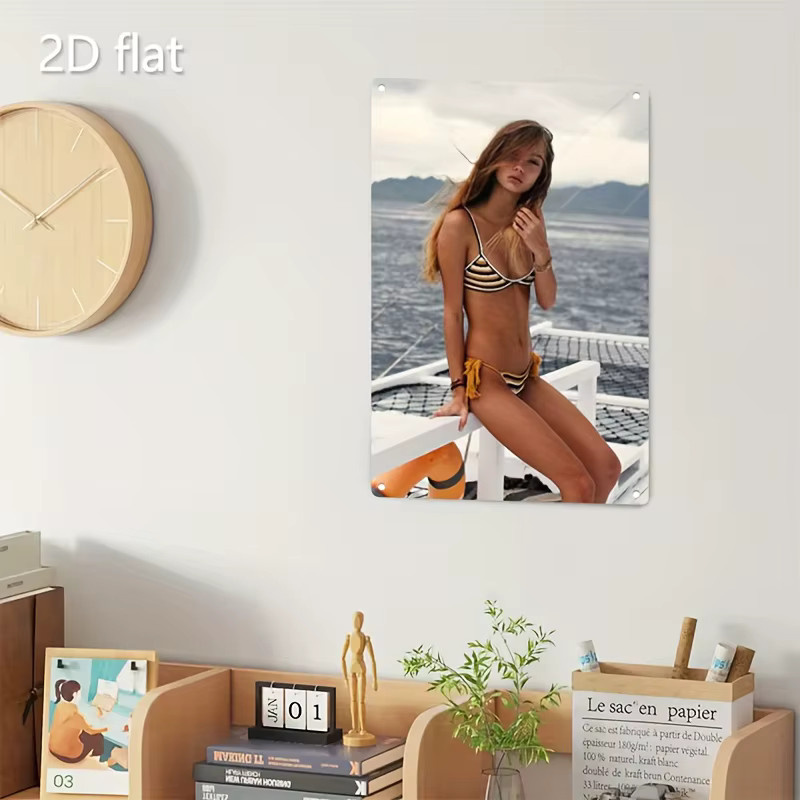 Retro-Metallschild CIFBUY Old-Timer Bikini-Strand-Dame Wandkunst aus Metall in Multicolour - Bild 4