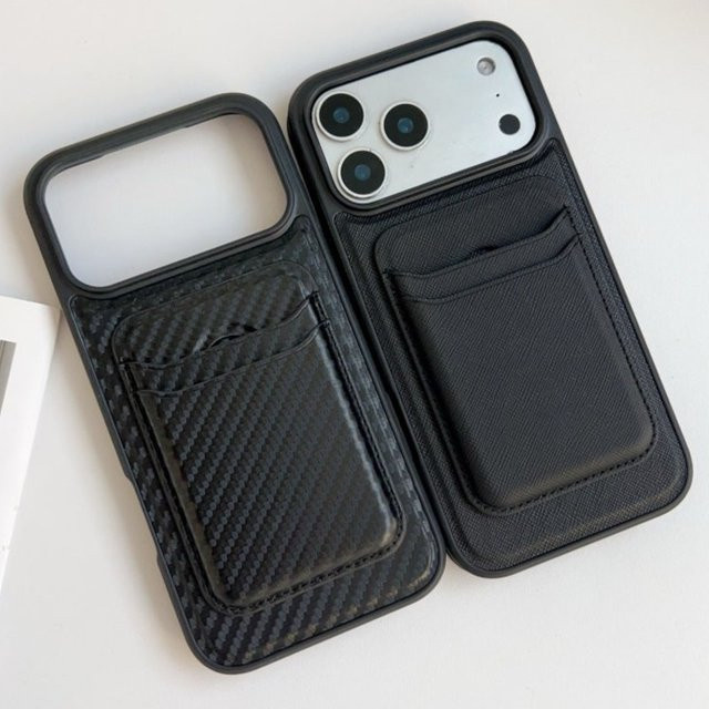 Luxuriöse magnetische Leder-Brieftaschenhülle mit Kartenhalter in Schwarz für iPhone 13, iPhone 15 Plus, iPhone 16E und iPhone 17 Pro Max - Bild 1