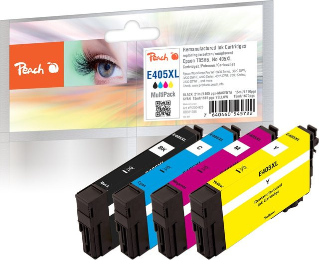 Peach E5H6 4er Set Druckerpatronen XL für Epson WorkForce ECC 7000, ersetzt Epson T05H6 und C13T05H64010, wiederaufbereitet - Bild 1