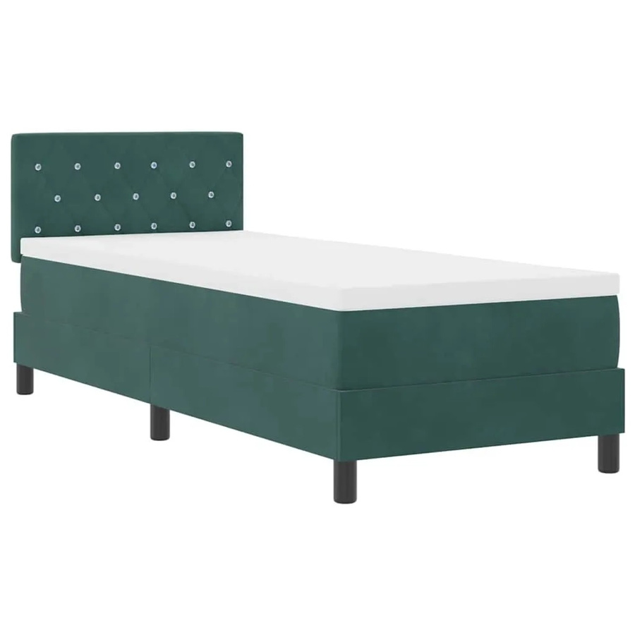 vidaXL LED Boxspringbett mit Matratze Dunkelgrün Samt, B/T/H: 80 x 200 x 163 cm - Bild 2
