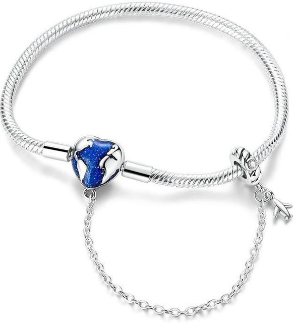 Erdarmband 925 Silber, Herzförmig, Damen, 20cm - Bild 1