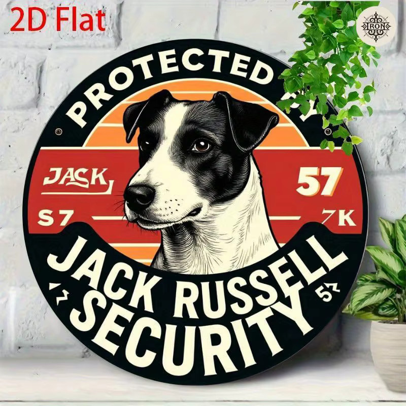 Potdemiel Jack Russell Safety Retro Aluminiumschild, rundes Metallschild für die Wanddekoration, Mehrfarbig, Durchmesser: 20 cm - Bild 5