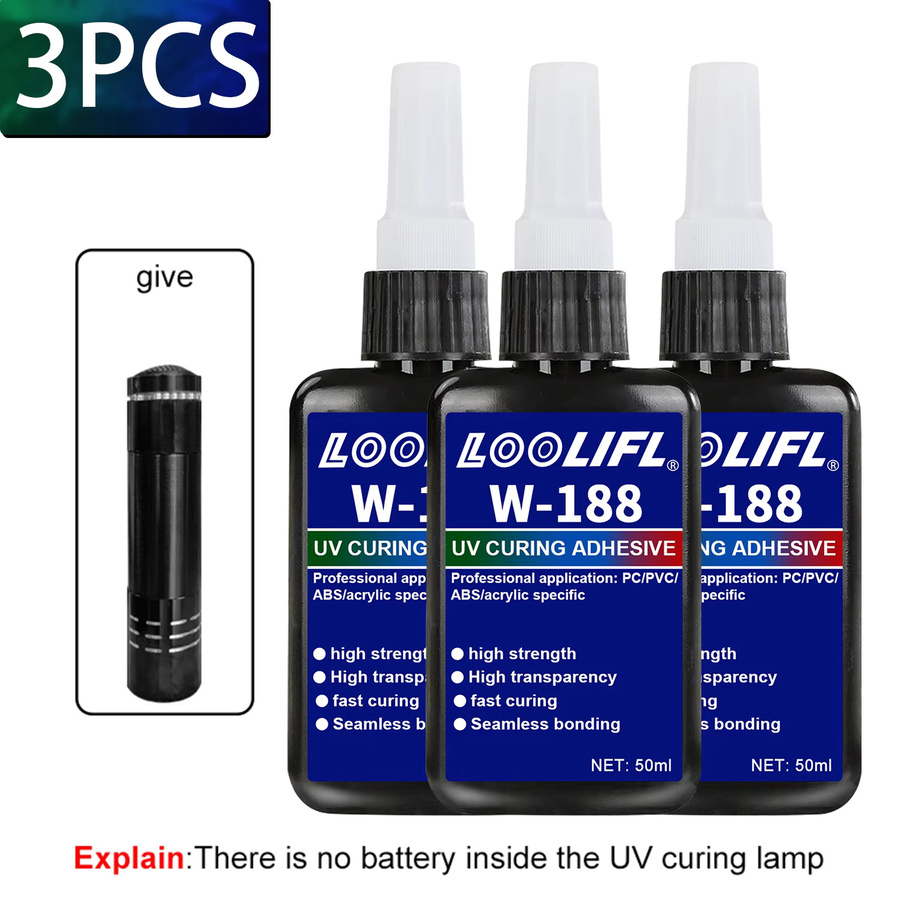 LOOLIFL UV-Harzkleber W-183, hochfester UV-härtender Klebstoff in Transparent, 50 ml - Bild 7