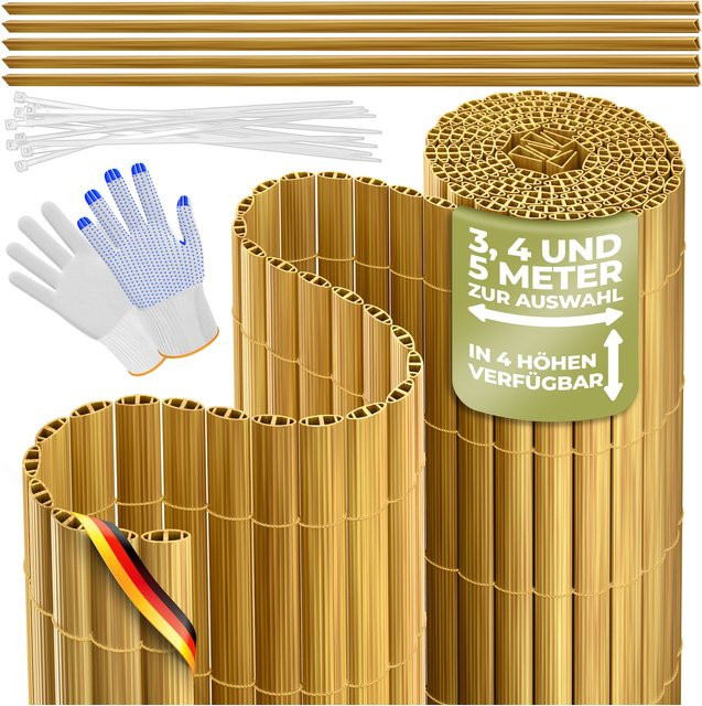 KESSER Sichtschutzmatte aus PVC in Braun als Sichtschutzzaun und Balkonverkleidung für Garten, Balkon und Terrasse mit verstärkten Lamellen - Bild 1