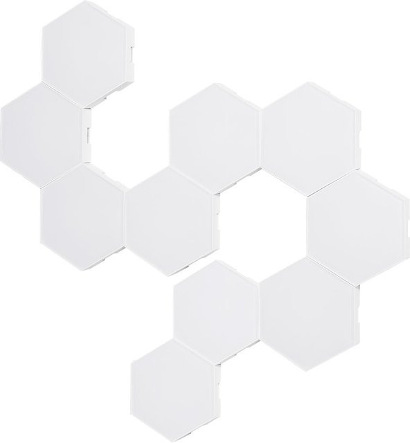 TOMTOP JMS RGB Hexagon LED Wandleuchten Set mit Bluetooth Controller, 10 Stück, Weiß - Bild 1
