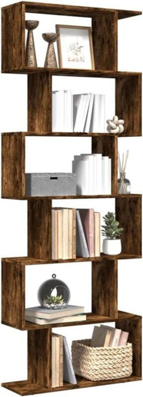 Vidaxl Raumteiler-Bücherregal mit 10 Etagen in Braun, Modernes Holzwerkstoff-Regal, B/T/H: 70 x 24 x 193 cm - Bild 1