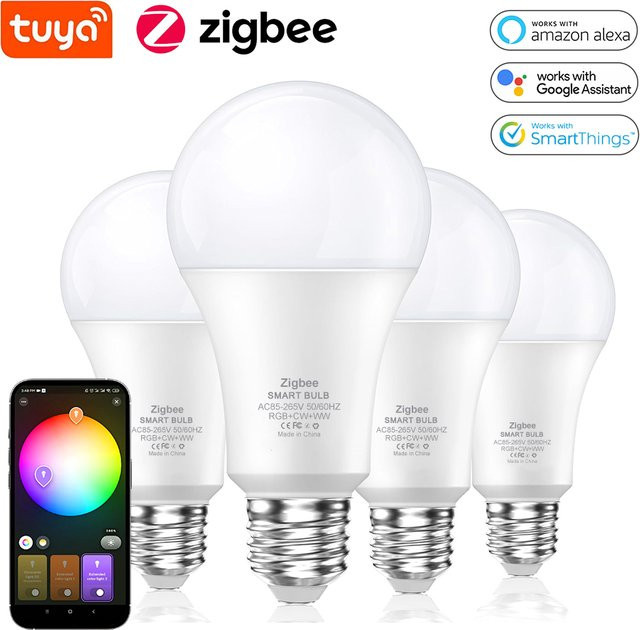 COOLO Zigbee 3.0 LED-Glühbirne E27 15W RGB+WW+CW Tuya Smart Home Lampe kompatibel mit Alexa und Google Assistant - Bild 1