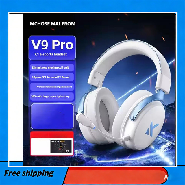 Mchose V9 Pro Kabelloses Bluetooth-Gaming-Headset mit Geräuschunterdrückung und Mikrofon in Weiß-Silber - Bild 1