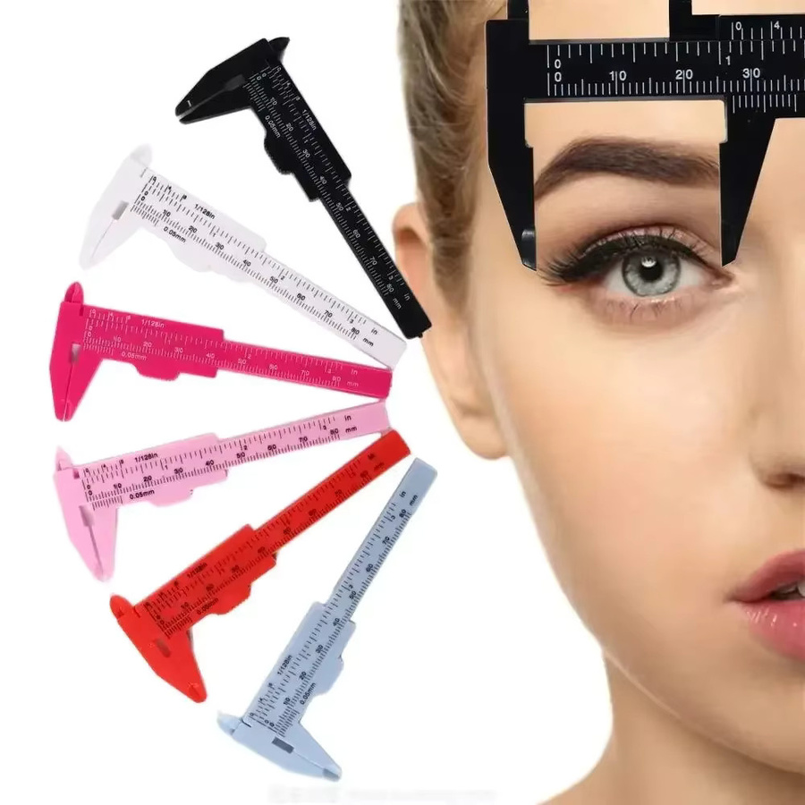 Vvocci Kunststoff-Messlineal für Tattoo und Augenbrauen, Tragbares Vernier-Mikroblading-Lineal für Permanent Make-up in Blau und Multicolour, 80 mm - Bild 4