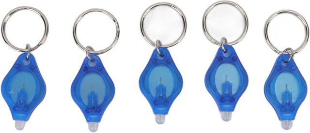 5er Set Wosawe Mini LED Schlüsselanhänger Taschenlampen mit weißem Licht in Blau und Silber - Bild 1