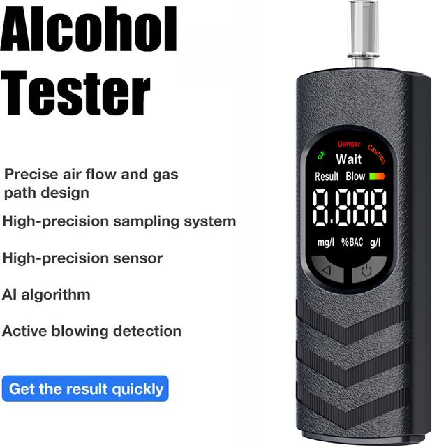 Kebidumei Tragbarer Alkoholtester mit LCD-Display für Auto und Heimgebrauch in Schwarz und Grün - Bild 1