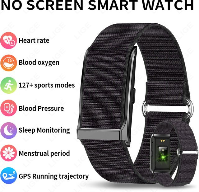LIGE Smartwatch für Männer mit Herzfrequenzmonitor, 1 ATM wasserdicht, Schwarz, kompatibel mit Android und iOS - Bild 1