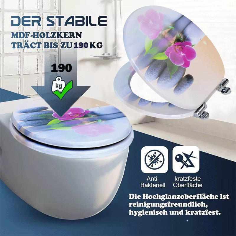 Sainos MDF WC-Sitz mit Soft-Close und automatischer Absenkfunktion, oval, Mehrfarbig, B/T: 43,0 x 37,0 cm - Bild 3