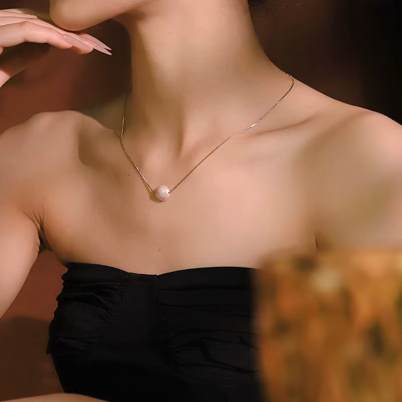 GLSEEVO Halskette, Süßwasser Perle, Silber überzogen, Damen - Bild 2