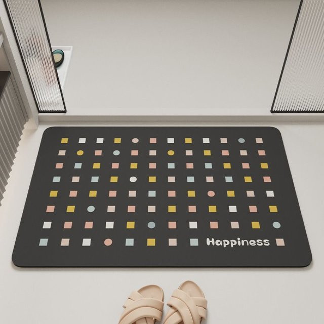 Schnelltrocknende Kieselgur Badezimmermatte in Schwarz, rutschfeste und schmutzabweisende Fußmatte, B/B: 40 x 60 cm - Bild 1