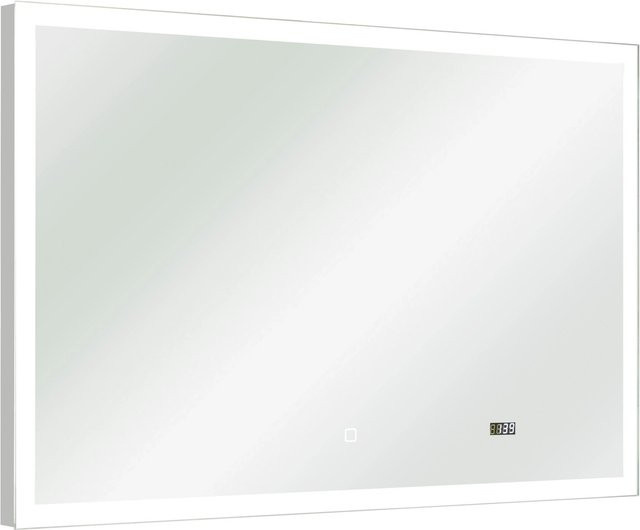 Pelipal Spiegel Quickset 360 mit LED und Uhr, Weiß, B/H/T: 110 x 70 x 4,5 cm - Bild 1