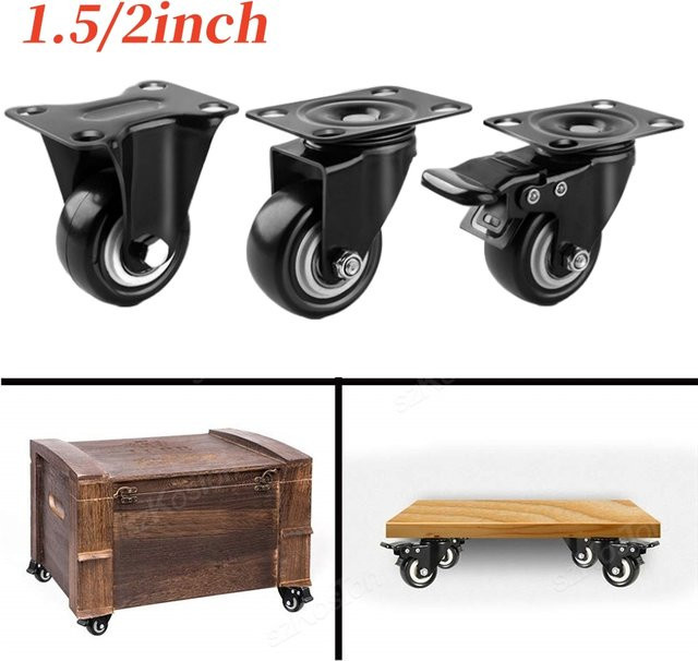 Ouliluye Heavy Duty Lenkrollen Set aus PP-Material mit Flachbremse in Schwarz und Gold, 2 Stück - Bild 1