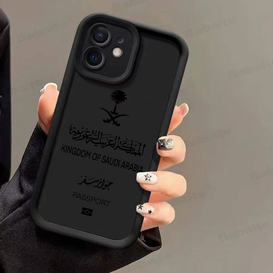 Stoßfeste Silikon-Handyhülle mit Saudi-Arabien Reisepass-Design für Apple iPhone 17, 16, 15, 14, 13, 12, 11 Pro Max Plus in Schwarz - Bild 4