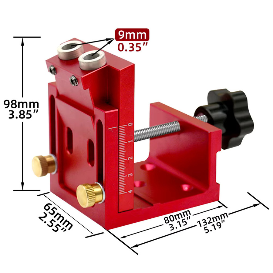 GDART Multi-Tool Pocket Bohrer Guide Dübel Jig Set aus Aluminium für Schräglochbohrungen und DIY Holzarbeiten - Bild 3