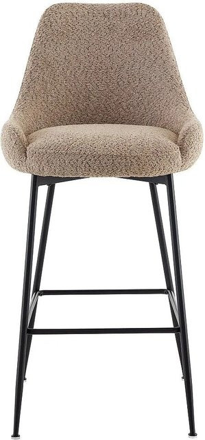 Barhocker TOYBA in Taupe mit Bouclé-Stoff und Metallgestell, Höhe: 52 cm - Bild 1