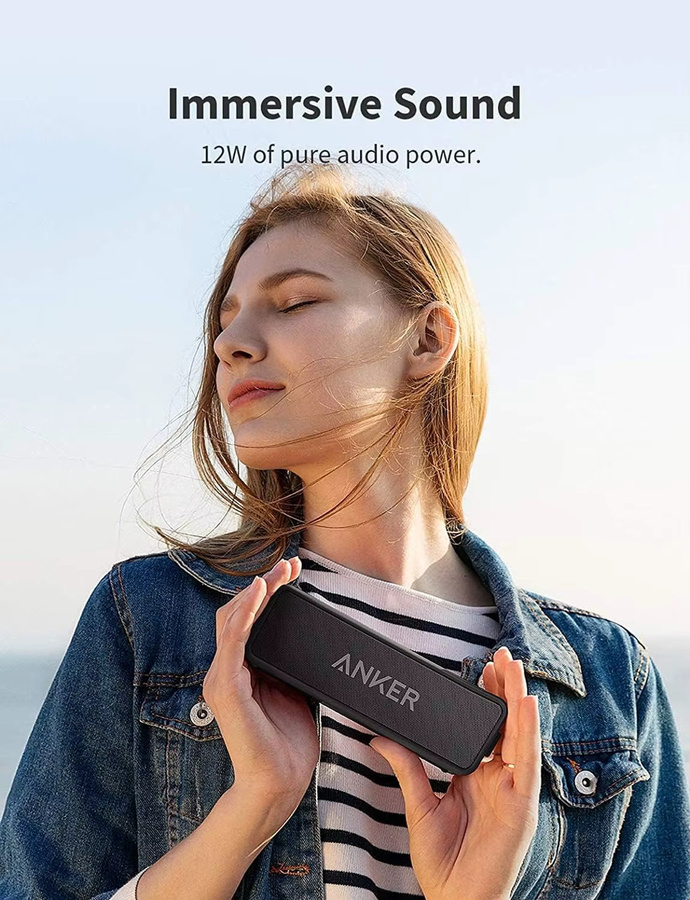 Anker SoundCore 2 Bluetooth Lautsprecher in Schwarz, Refurbished, mit IPX7 Wasserschutz und 24h Akkulaufzeit - Bild 3