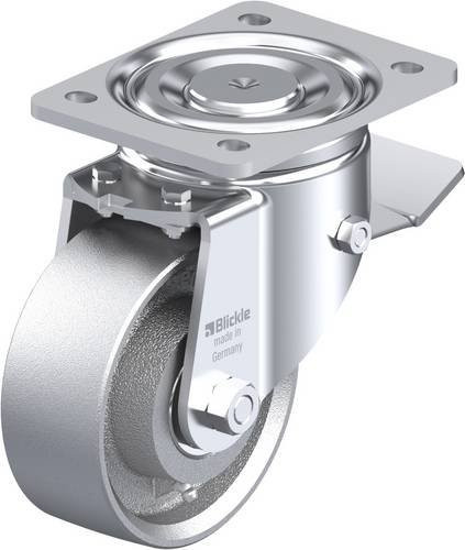Blickle Lenkrolle LH-G 127K-ST mit Feststeller, Farbe Silber, Rad-Durchmesser: 125 mm, Tragfähigkeit: 750 kg - Bild 1