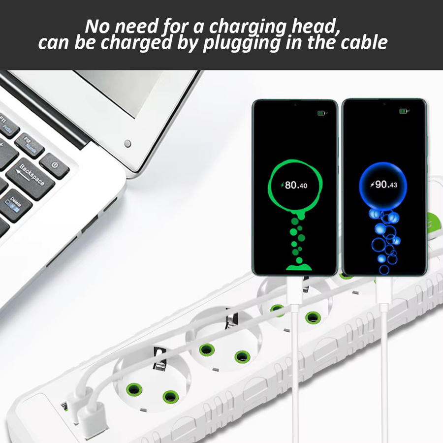 Lehotpia Steckdosenleiste mit USB-A und USB-C Ports, 2m Verlängerungskabel mit Netzfilter, erhältlich in Schwarz oder Weiß - Bild 4