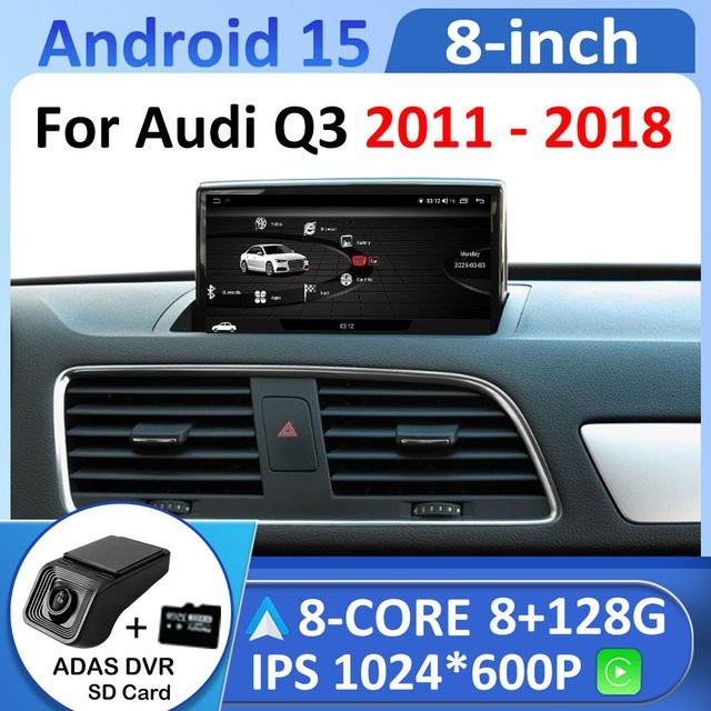 LIARO-NAVI Android 15 Autoradio mit GPS, Bluetooth und Wireless Carplay für Audi Q3 2011 bis 2018, Schwarz - Bild 1