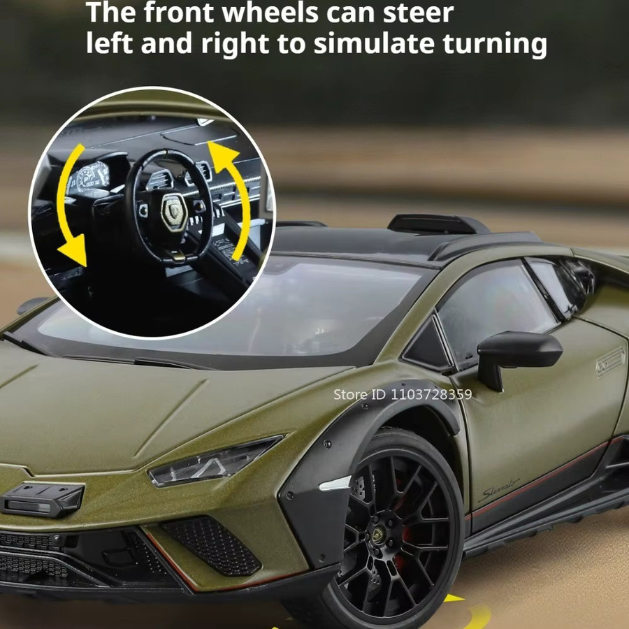 RMZ city Huracan Sterrato V12 Supercar Modell, Maßstab 1:18, mit Licht und Sound, Metall - Bild 3
