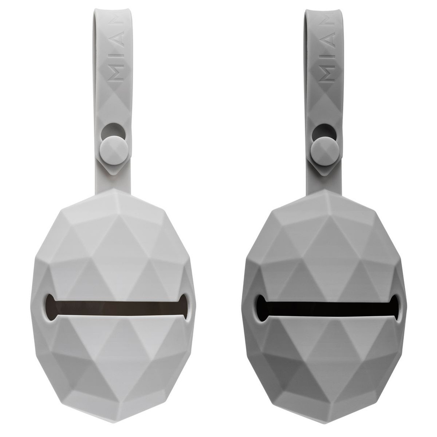 MiaMia Silikon-Schnullerbox und Schnullerhalter 2er Pack Diamant in Grau Hellgrau B/T/H: 7,5 x 9,0 x 5,0 cm - Bild 1