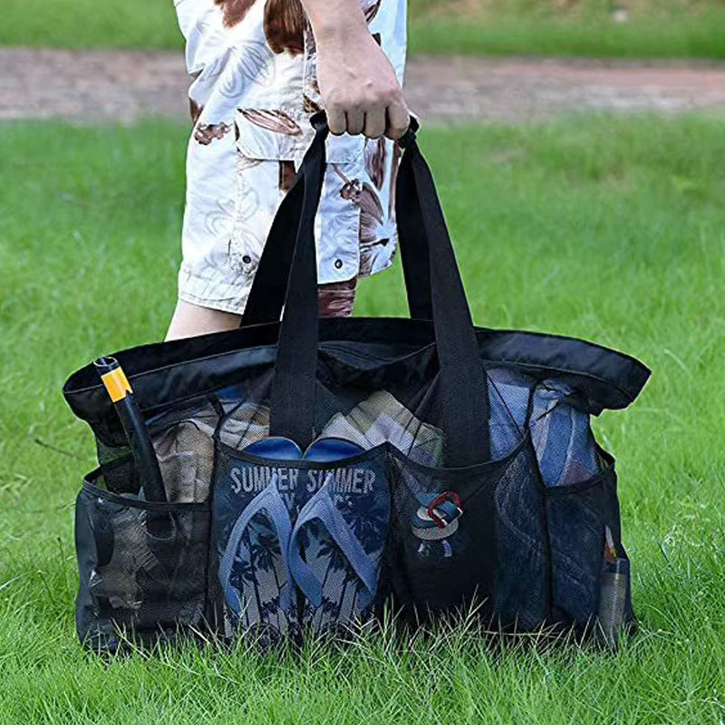 Kevat Vesi Strandtasche aus Mesh in Blau oder Schwarz, Tragbare Mesh-Einkaufstasche für Strand, Pool und Reise, B/T/H: 68,0 x 43,0 x 43,0 cm - Bild 2