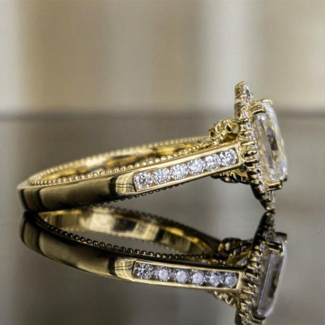 Huitan Verlobungsringe, Zirkonia, Gold, Messing, Damen - Bild 1