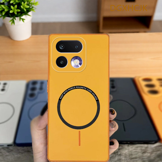 Stoßfeste magnetische Silikon-Handyhülle für Realme 16 Pro und Realme 16 Pro Plus in Orange/Mehrfarbig - Bild 1