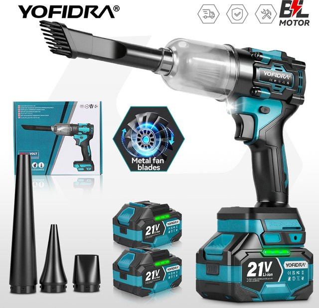 YOFIDRA Bürstenloser Elektro-Turbogebläse-Ventilator und Staubsauger mit 110m/s für Makita 21V Akku - Bild 1