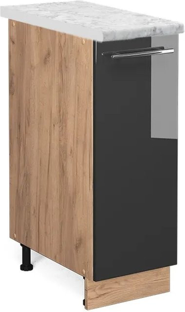 Vicco Apothekerschrank Fame-Line Anthrazit Hochglanz und Goldkraft Eiche mit Marmor-Optik, B/T/H: 60 x 30 x 82 cm - Bild 1