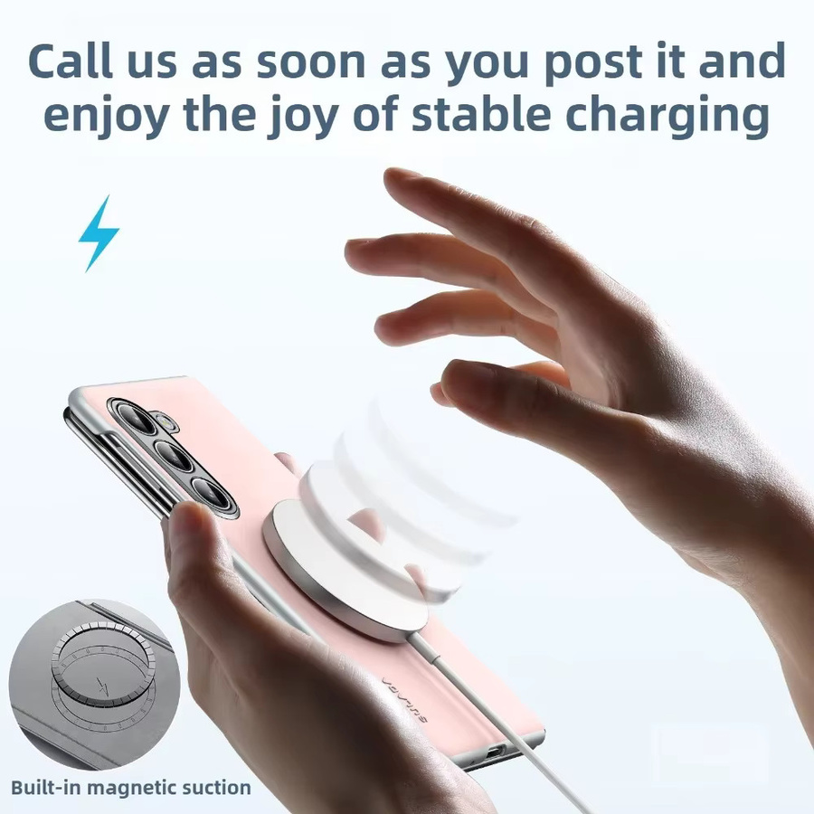 Minimalistische Flüssigleder-Schutzhülle mit magnetischer Anziehung und Edelstahl-Linsenscharnier-Schutz für Samsung Galaxy Z Fold 7, 6, 5, 5G in Pink - Bild 3