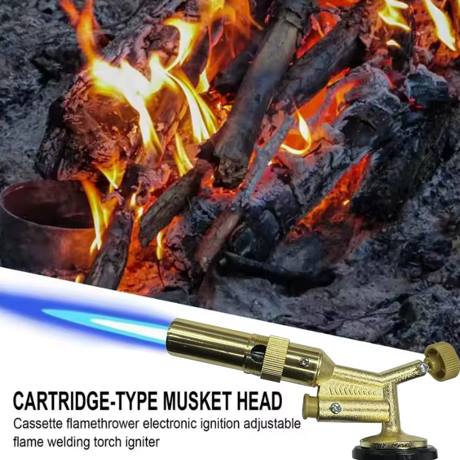 Gasbrenner Flammenkopf aus Messing in Gold für Propanrohre und Lötarbeiten - Bild 3
