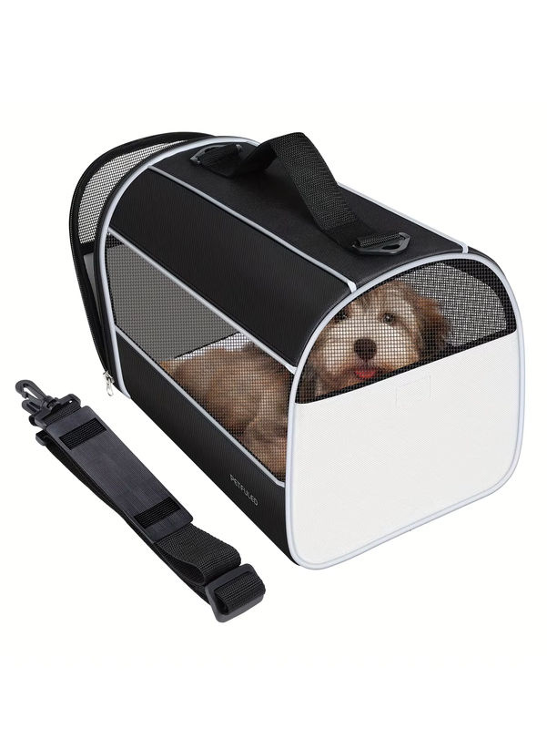Fuled Haustiertransporter für kleine bis mittelgroße Katzen und Hunde bis 7,2 kg, TSA-zugelassen, in Schwarz und Weiß - Bild 3