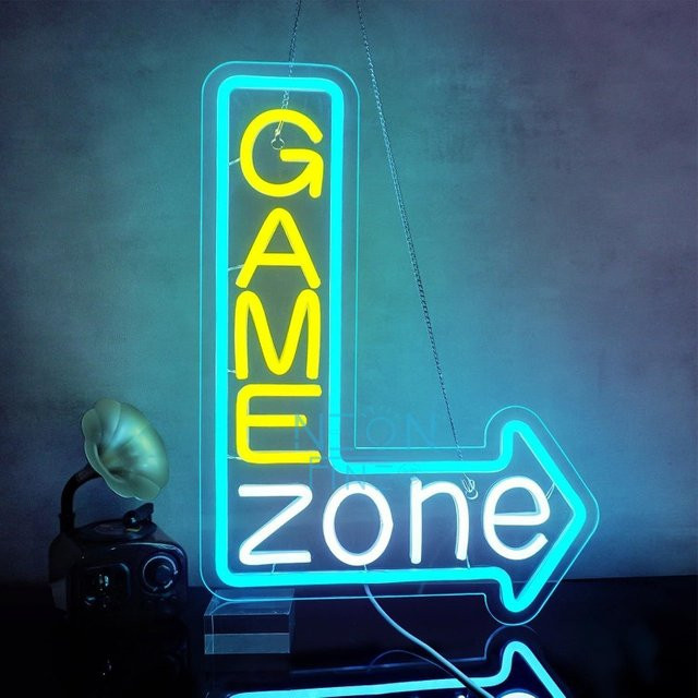 GAME ZONE Pfeil-Neonschild LED-Wanddekoration mit USB-Betrieb, dimmbar, mehrfarbig - Bild 1