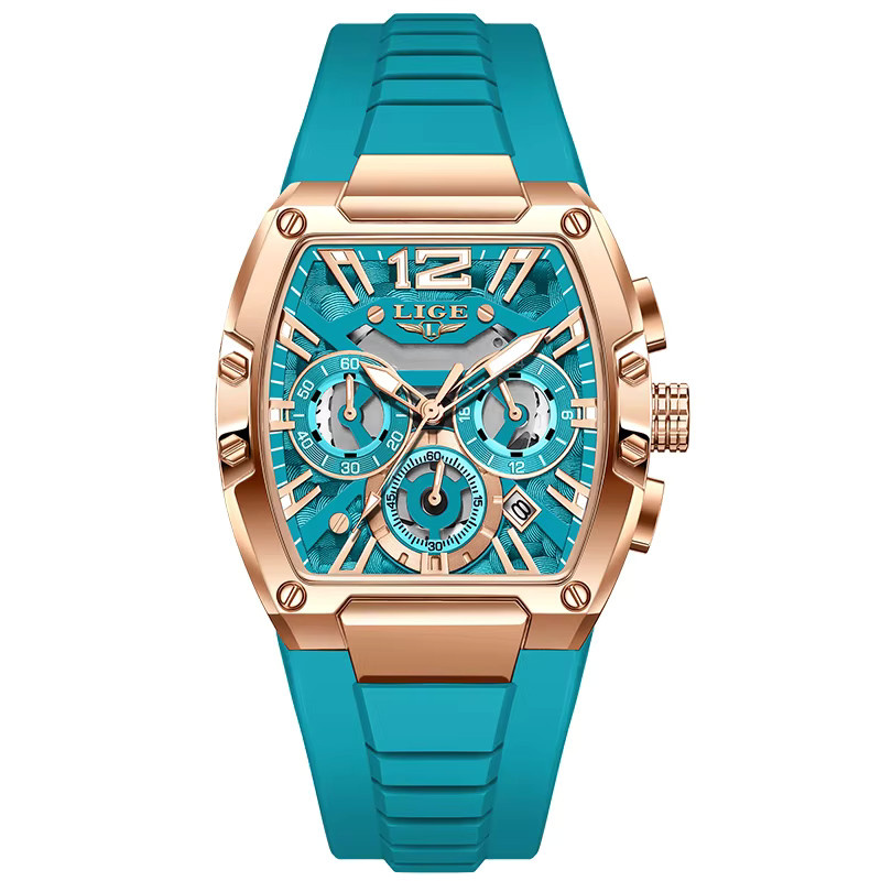 LIGE Armbanduhr Chronograph, Quarz, Silikonarmband, Blau, Herren - Bild 7