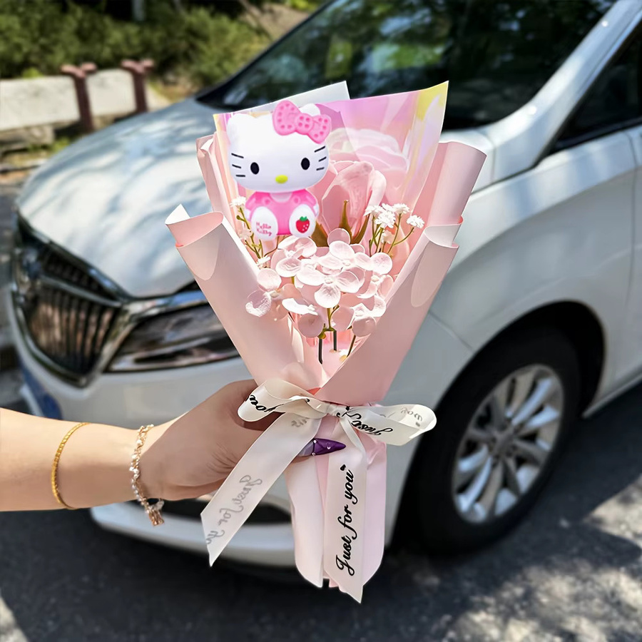 Sanrio Hello Kitty Künstlicher Rosenstrauß in Pink - Bild 1