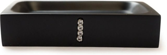 Bagnoxx Seifenschale mit Dekosteinen in Schwarz, B/T/H: 11,2 x 7,5 x 2,3 cm - Bild 1